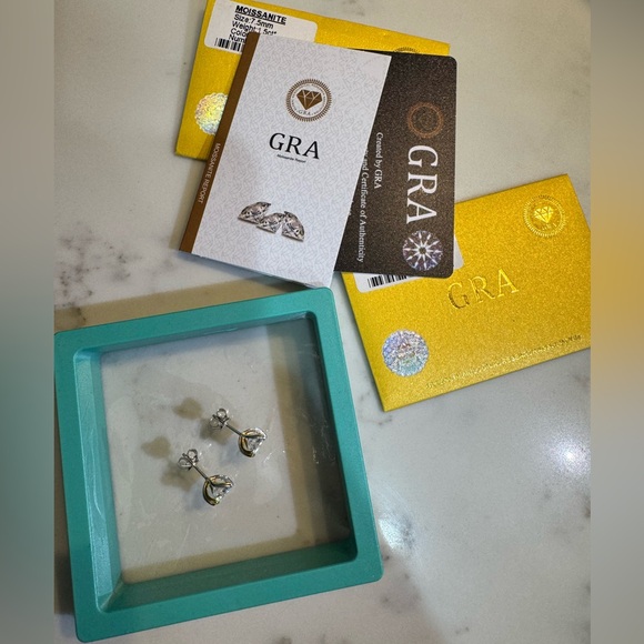 3ct Moissanite Gold and Silver Stud Earrings, item 439 - Picture 8 of 9